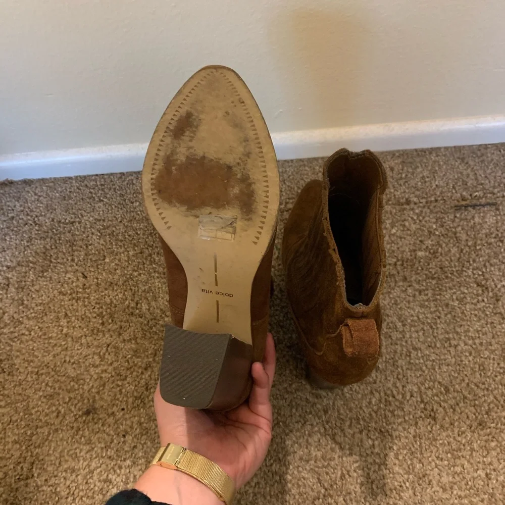 Brown suede western booties - Picture 4 of 4